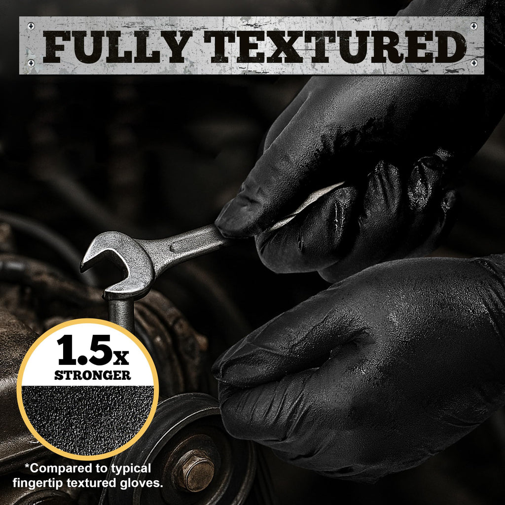 TitanFlex Heavy Duty Black Nitrile Gloves, 6-mil, Fully Textured, Large 1000-ct Box, Mechanic Disposable Gloves, Work Gloves, Latex Free, Powder Free, Rubber Gloves for Food Prep