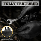 TitanFlex Heavy Duty Black Nitrile Gloves, 6-mil, Fully Textured, Medium 100-ct Box, Mechanic Disposable Gloves, Work Gloves, Latex Free, Powder Free, Rubber Gloves for Food Prep