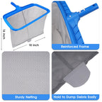 3-in-1 TidyMister Pool Cleaning Kit – 18'' Pool Net with Deep Bag & 18'' Pool Brush Head & 9'' Ultra Fine Mesh Skimmer Net, Cleaning Set for Above Ground Inground Pools, Spas, Hot Tubs
