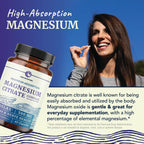 Magnesium Citrate Complex 500 MG for Calm & Relaxation | High Absorption Magnesium Supplement | Citrato de Magnesio | Constipation & Digestion Support Non-GMO Soy-Free | 60 Mag Citrate Capsules
