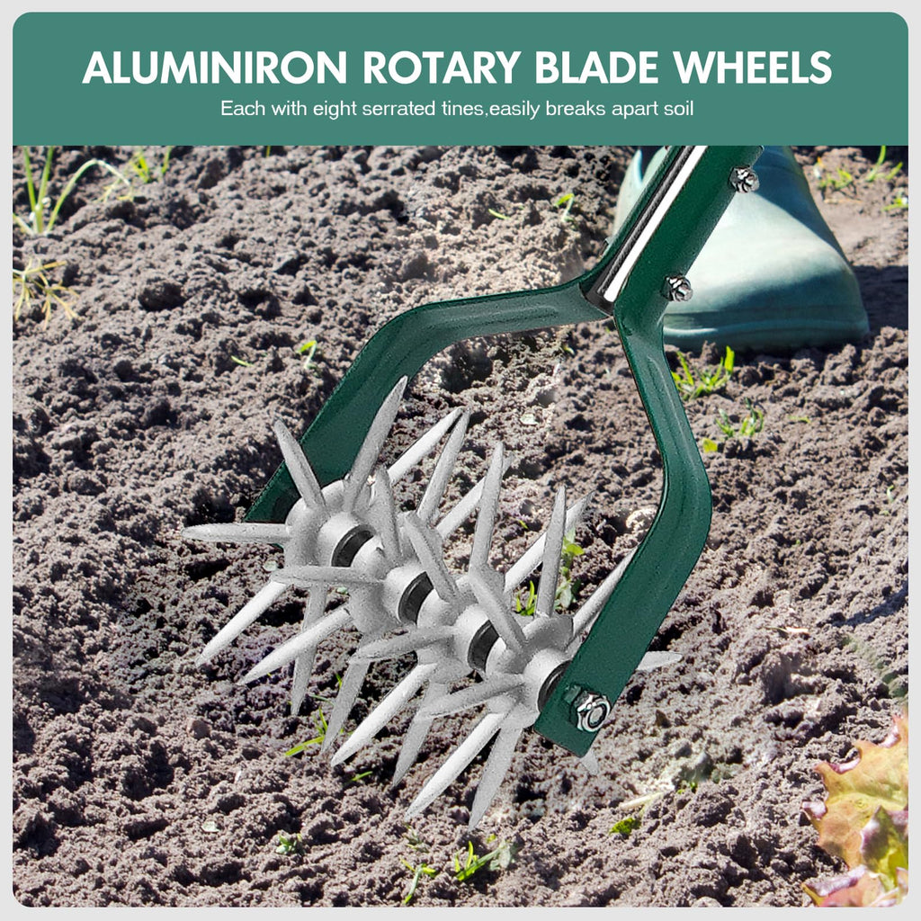 YEELOR Rotary Cultivator Garden Tool with Durable Aluminum Gears
