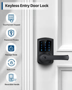 HIDALIFE Keyless Entry Door Lock, Keypad Door-Lock with Handle, Touchscreen, Auto-Locking, Anti-peep Password, Easy to Install for Front Door, Home, Office, Matte Black 4 Pack