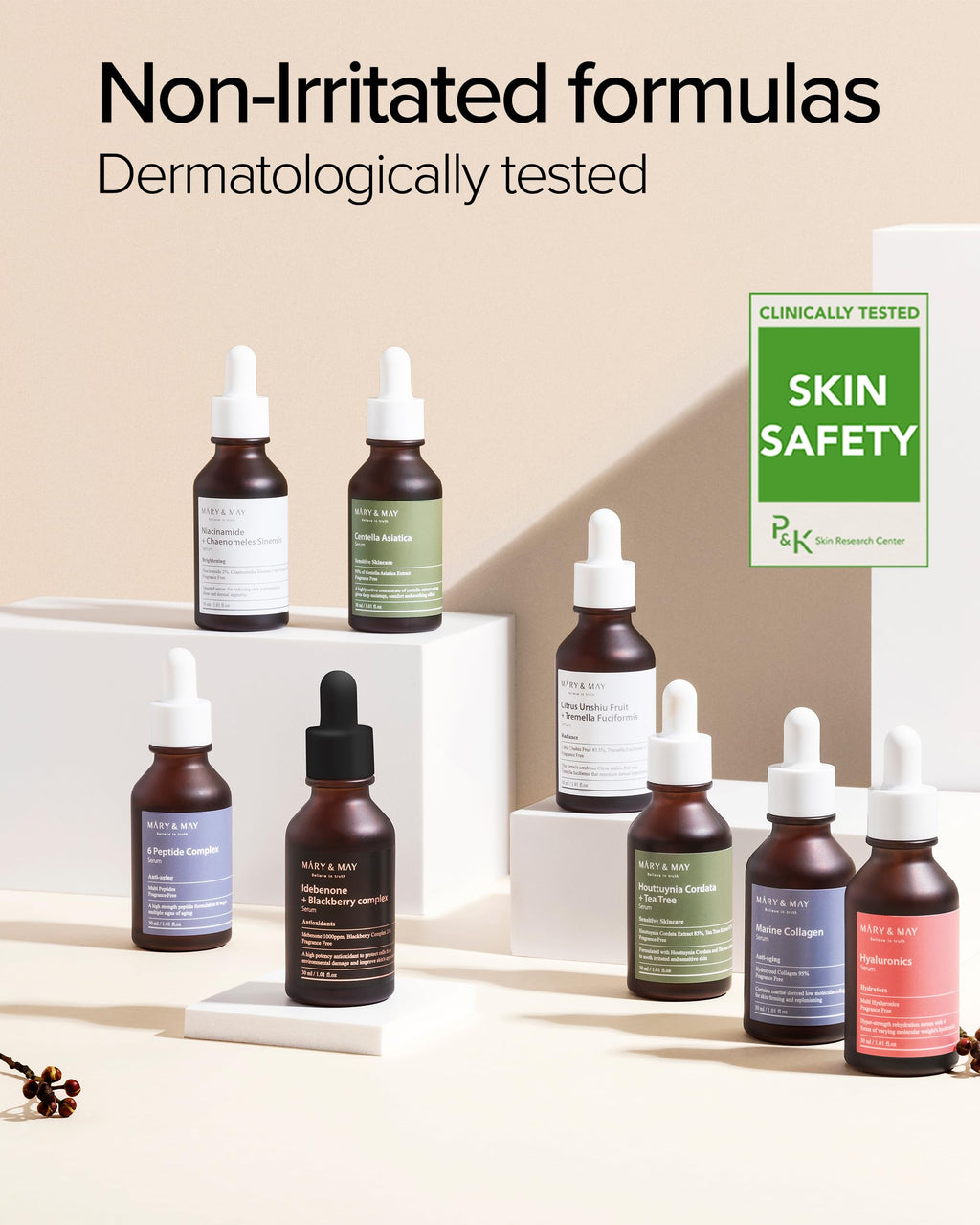Mary&May Centella Asiatica Serum - 95% of Cica Extracxt for Instant Skin Soothing, Regeneration, and Elasticity Improvement - Korean Face Serum, Fragrance-Free, 1.01 fl.oz.