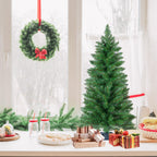 3ft Artificial Christmas Tree, Mini Xmas Pine Tree with 4-Leg Stable Plastic Base, Small Tabletop Christmas Tree for Home Office Holiday Party Indoor Decoration