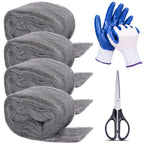 Apalie 4Pack Steel Wool for Mice Control 3.2" x10.5 ft Wool, Gap Filler for Home & Garage, DIY Bundle with Gloves & Scissors