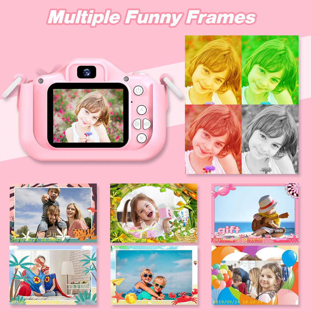 Goopow Kids Camera Toys for 3-8 Year Old Girls Boys,Children Digital Video Camcorder Camera with Cartoon Soft Cover, Best Chritmas Birthday Festival Gift for Kids