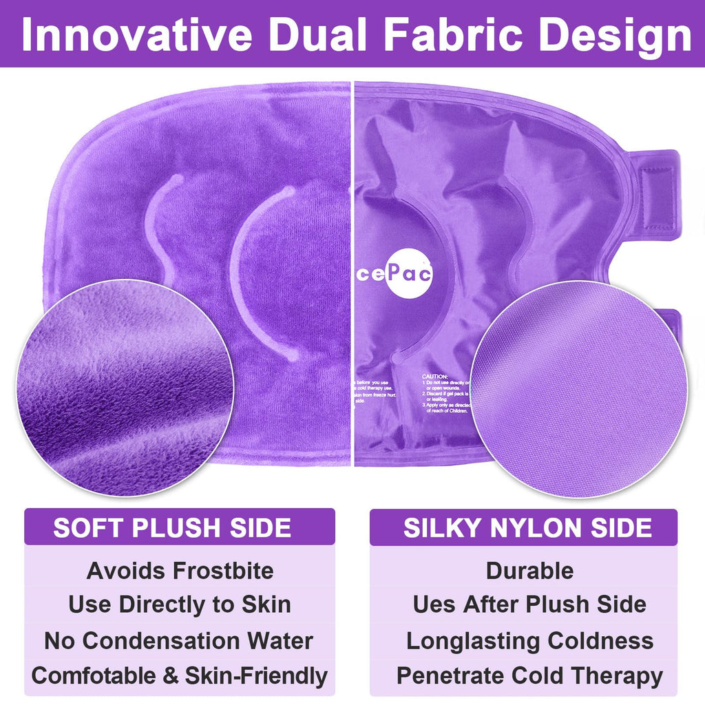 AiricePac 2 Ice Pack for Knee Pain Relief, Reusable Gel Ice Wrap for Injuries, Swelling, Knee Replacement Surgery, Cold Compress Therapy for Arthritis, Meniscus Tear and ACL, Purple