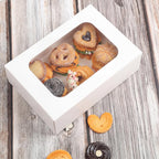 YEKTFS 24 Pack Cookie Boxes with Window, 9x6x3 Inch White Bakery Containers for Desserts, Candy, Muffins, Donuts, Chocolate Covered Strawberries & Gift Giving