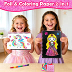 FUNNYB&G Foil Art Craft Kit for Kids, Princess Birthday Gift Toy for Girls