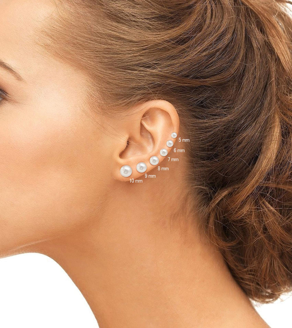 PAVOI 925 Sterling Silver Freshwater Cultured Pearl Earrings for Women, 5mm