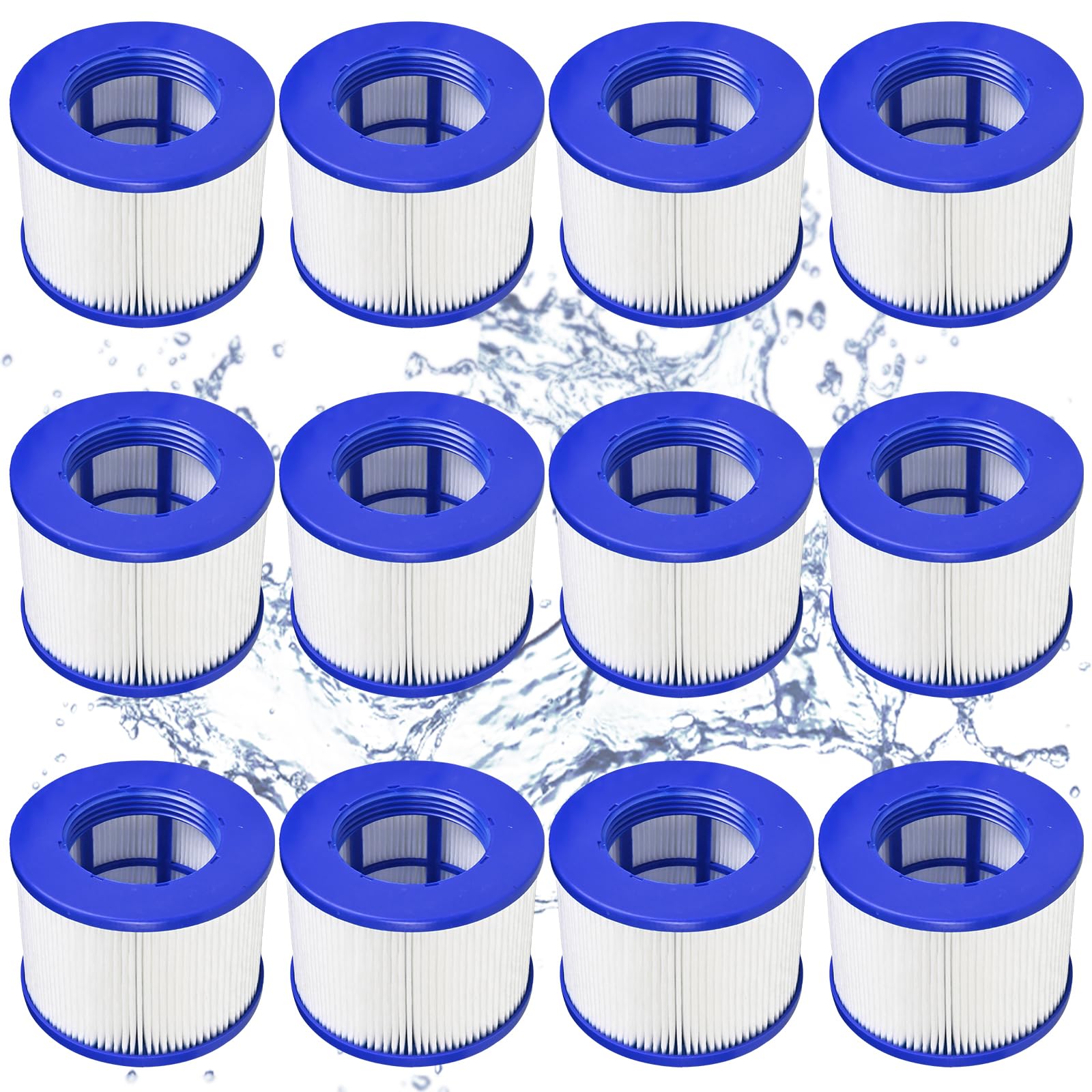 SLSM Screw-in Hot Tub Filter Cartridges Replacement for All RELXTIME, ALEKO, Wejoy, Aquaspa Spa,Clever Spa Filter,Threaded Filter for Inflatable Hot Tubs & Massage Pools (12 Pack)