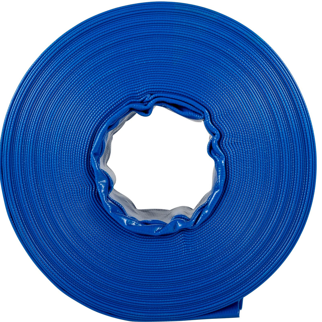 VEVOR Discharge Hose, 1-1/2" x 100', PVC Fabric Lay Flat Hose, Heavy Duty Backwash Drain Hose with Clamps, Weather-proof & Burst-proof, Ideal for Swimming Pool & Water Transfer, Blue