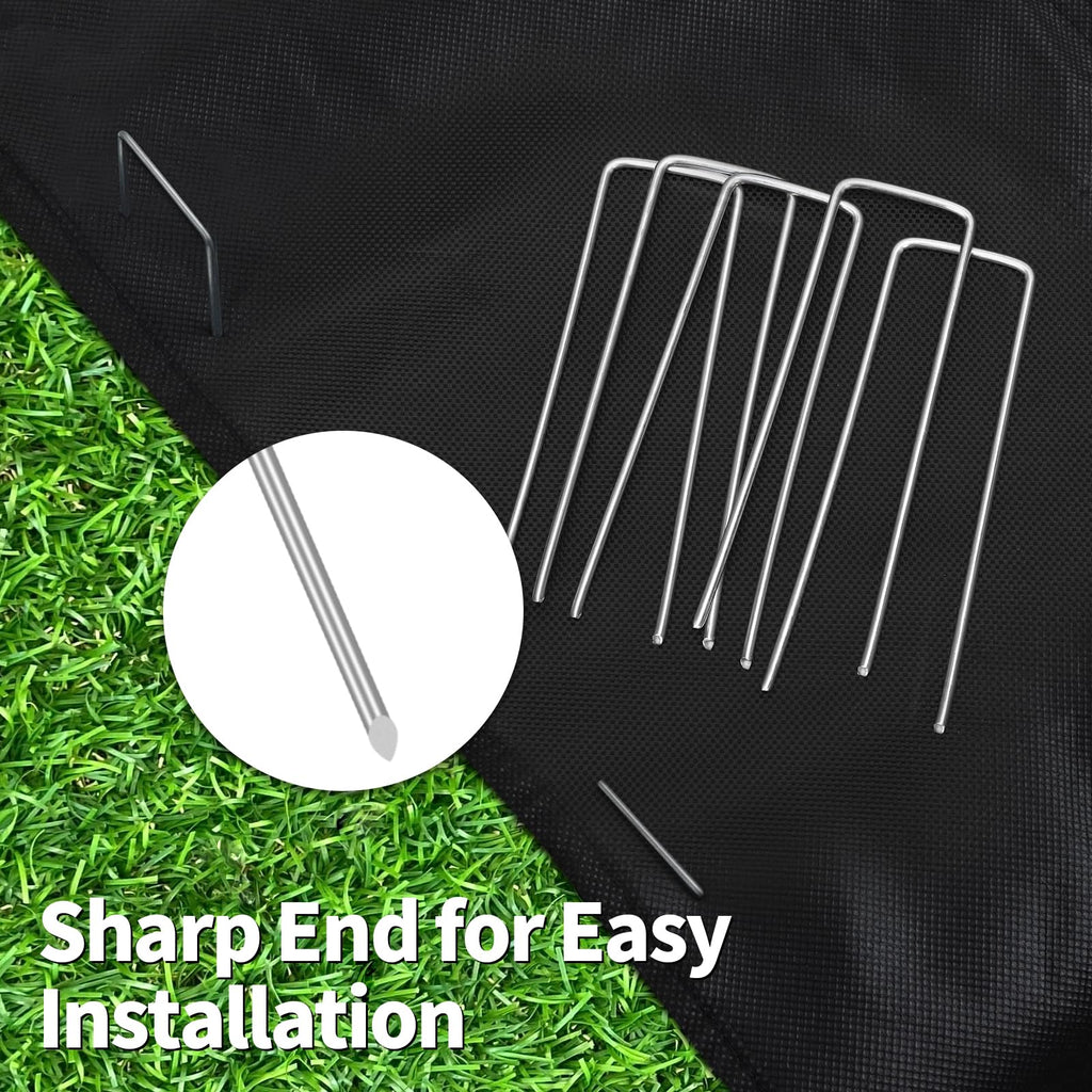 CEWOR 200 Pack Landscape Staples 4 Inches, Galvanized Metal Garden Stakes Landscaping Landscape Fabric Staples Sod Pins for Lawn, Barrier Fabric, Garden Fence, Ground Cover