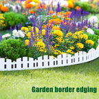 Garden Edging 33FT LOLEDE, 4.6IN Tall White Landscape Edging Border with 60 Stakes, Flexible Plastic Lawn Edging for Yard, Flower Beds,Tree Rings, Walkways & Garden Borders（Square-White）