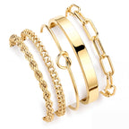 Gokeey Chunky Gold Bracelets for Women Bangle Cuff Cuban Bracelet Stack Set