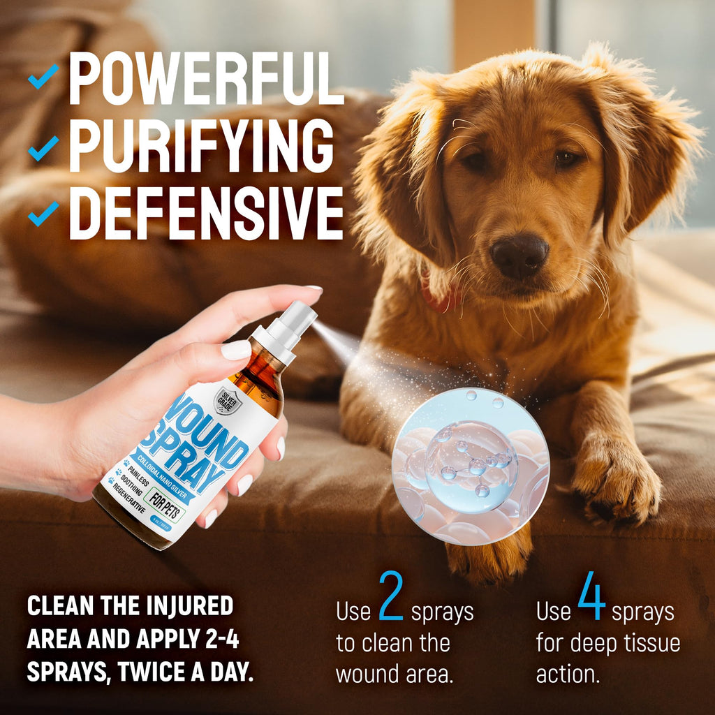 SILVER GRADE Wound Spray for Pets – Colloidal Silver Wound Care for Dogs & Cats – Helps with Skin Irritation, Hot Spots, Rashes, Scratching, Itch, Bites & Burns – Use a Dog Cone – 4 oz