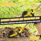 2-in-1 Garden Rotary Cultivator Tool Adjustable Handle Lawn Tools Hand Rotary Tiller for Loosening Soil and Lawn Care, Reseeding Grass, Weeder, Soil Mixing, Manual Yard Tiller