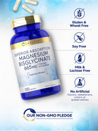 Carlyle Buffered Magnesium Bisglycinate 665 mg | 250 Capsules | Chelated Essential Mineral | Non-GMO and Gluten Free Supplement