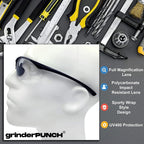 grinderPUNCH Full Lens Magnification Safety Glasses Readers ANSI Z87 Impact Resistant Diopter Magnifying Reading Glasses (+2.00 Diopter)