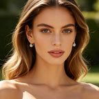 Moissanite Hoop Dangle Earrings for Women Gold Diamond Bezel Drop Earrings