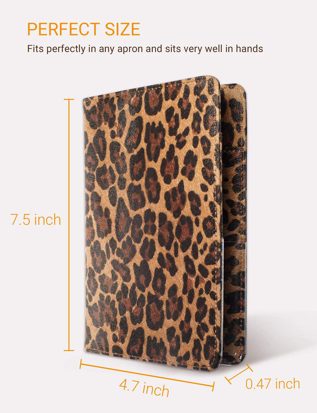 Mymazn Leopard Server Books for Waitress Book Waiter Book Server Booklet Restaurant Waitstaff Organizer, Serving Book Guest Check Book Holder Money Pocket Fits Server Apron