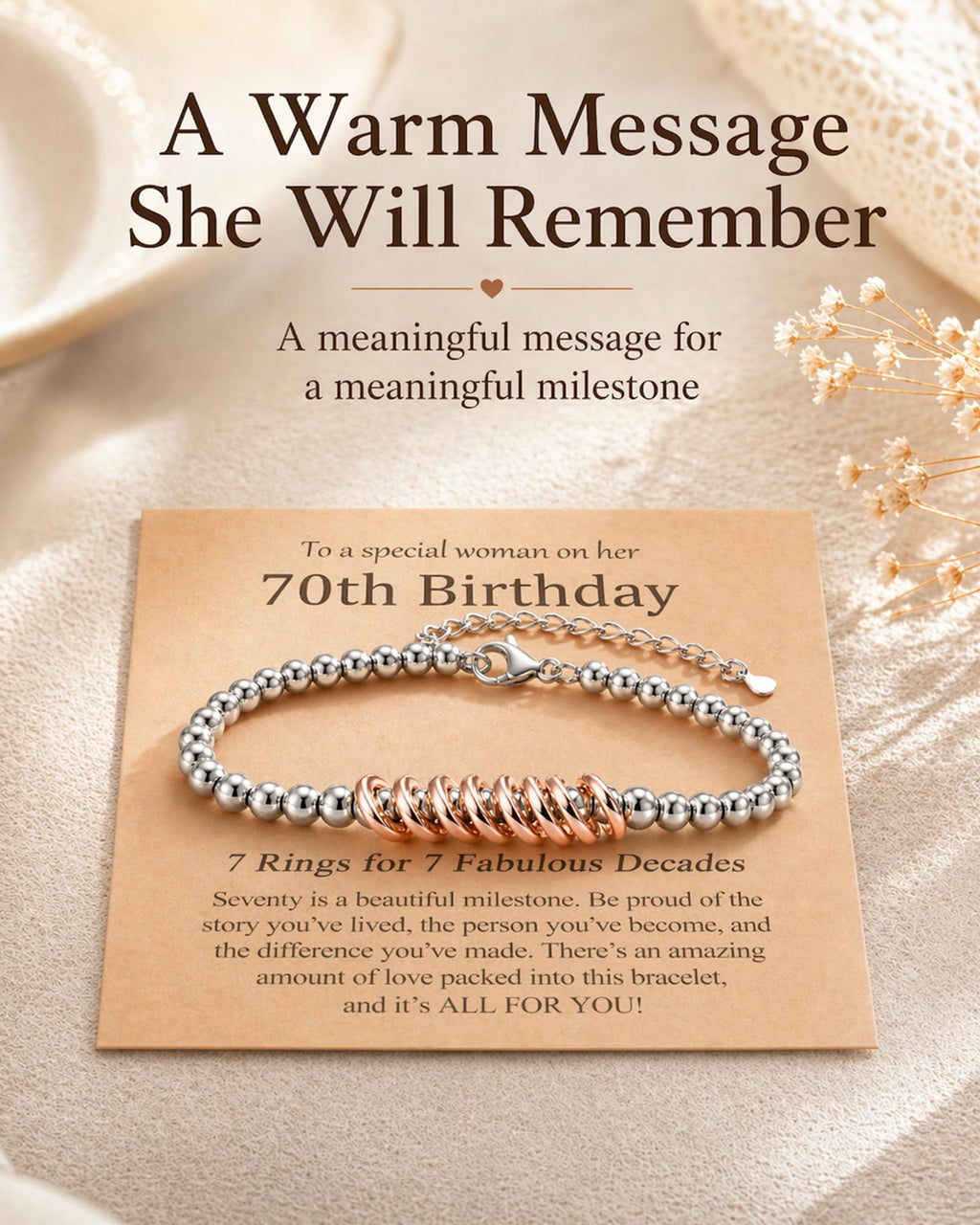 70th Birthday Gifts for Women Her, Happy 70th Birthday Bracelet Decorations