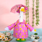 JcHrmers Summer Goose Outfit Porch Goose Raincoat Outfits 23" Yard Geese Rain Jacket with Hat Umbrella Duck for Geese Statue Outdoor Lawn Garden Patio Decor (Pink)