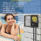 T104 Mechanical Timer Switch, 208–277 VAC 40 Amp,Pool Pump Switch, 24 Hour 12 ON/Off for Pump, Heavy Duty Pool Timers Outdoor, Timer for Lights HVAC Systems, 5 Years Warranty