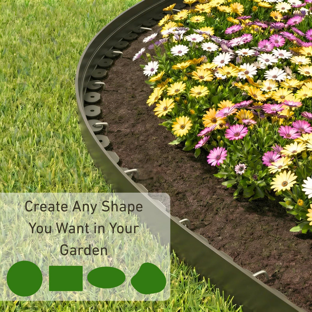 Bluepro Landscape Edging, 2 Inch 100 ft Garden Border Edging Upgraded with 150 Steel Stakes (Strong) & Reinforced Design - Durable Plastic Garden Border for Flower Beds, Lawn & Yard
