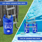 4 Pack 10L/30lb Universal Pool Step Weights 500D PVC Waterproof Swimming Pool Ladder Weights No Breaken Above Ground Pool Ladder Sand Bags, Foldable Pool Stair Weights for Pool Steps(Blue-4PCS)