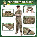 GIFTINBOX Army Costume for Boys, 15PCS Military Boys Halloween Costume