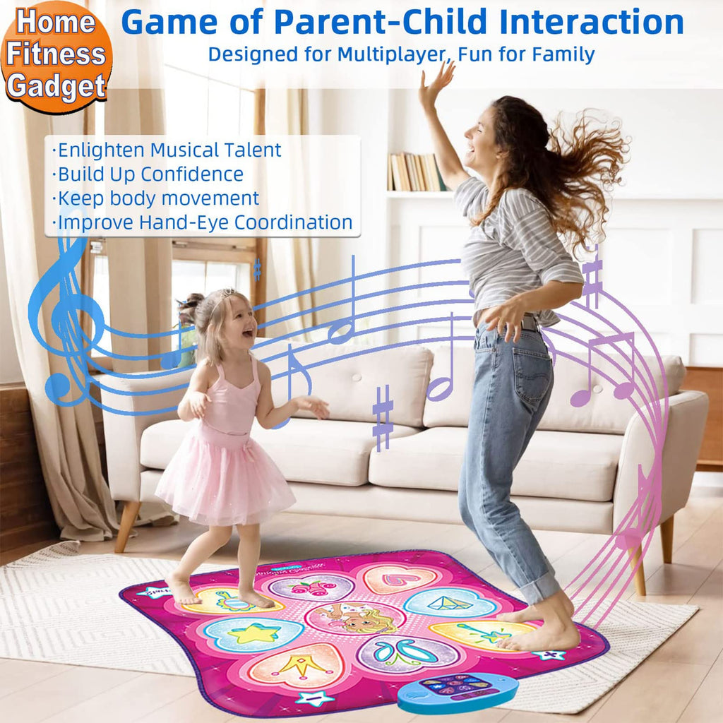 SUNLIN Dance Mat for Girls Ages 3-8, Interactive Dancing Game Pad, Pink