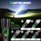 WdtPro Rechargeable LED Flashlights High Lumens, Super Bright 90000LM Rechargeable Flashlight with LCD Display, 5 Modes & Waterproof Powerful 10000mAh 30H Flashlight for Camping Emergency Green