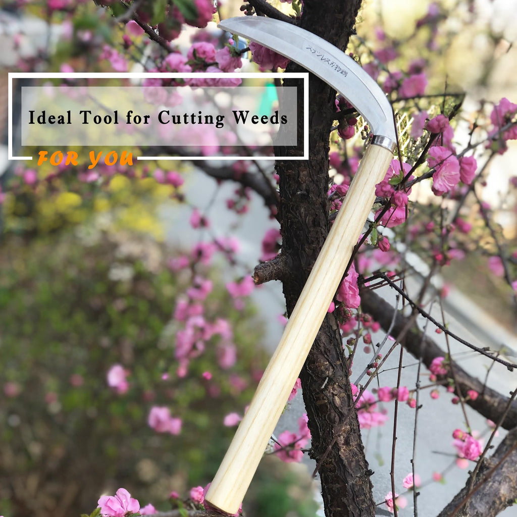 SHANFEEK Grass Sickle Hoe Gardening Handheld Tool Weeding Tools for Garden (Beige)