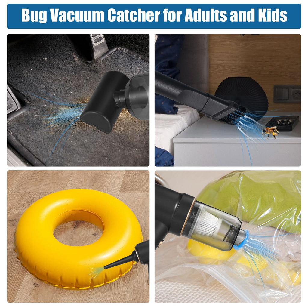 Bug Vacuum Catcher, Spider and Insect Catcher Traps, Rechargeable Bug Catcher Grabber with Brush Head & Charging Cable & Multifunctional Suction Nozzle for Stink Bug Moth Cockroach Spider Ant Black