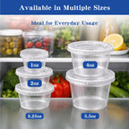 Fansyer 400 sets - 1 oz Containers with Lids, Jello Shot Cups with Lids, Bulk ＆ Clear Portion Cups, Disposable Small Plastic Containers for Salad Dressing, Condiments, Sauce, Snacks