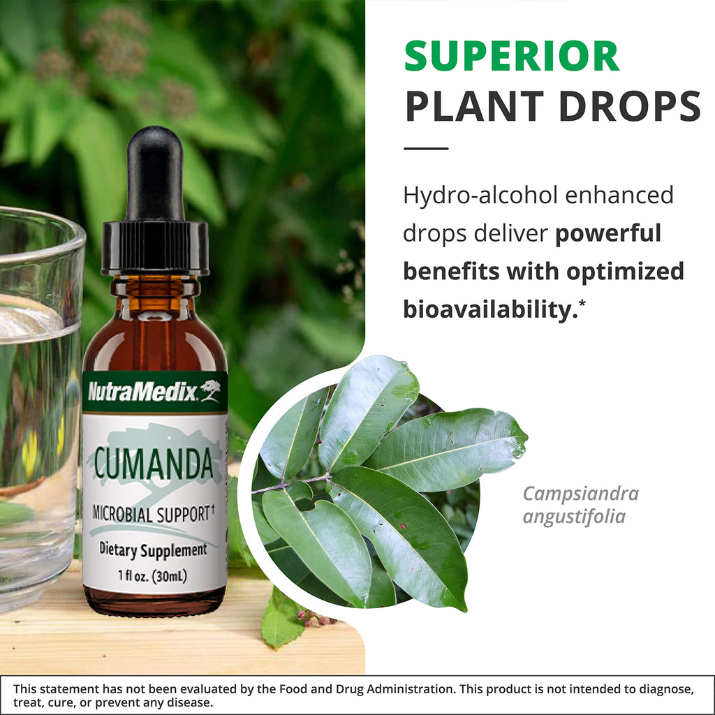 NutraMedix Cumanda Liquid Immune Support Supplement - Herbal Tincture to Promote Microbial, Digestive & Gut Health for Women & Men - Made with Huacapurana Tree Bark Extract (1oz / 30ml)