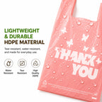 YoYoRain PINK Thank you bags, 800PCS T shirt bags, To Go Bags,Grocery bags, Reusable and Disposable,Perfect for Small Business,Take Out,Retails,11"x6"x21"(800)