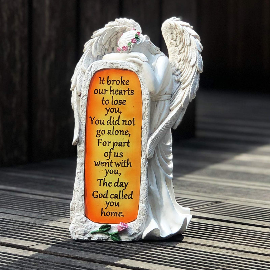 BAYN Angel Garden Statue Outdoor Decor Solar Figurine Light for Cemetery