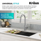 KRAUS Oletto Touchless Sensor Pull-Down Single Handle Kitchen Faucet in Spot-Free Stainless Steel, KSF-2830SFS