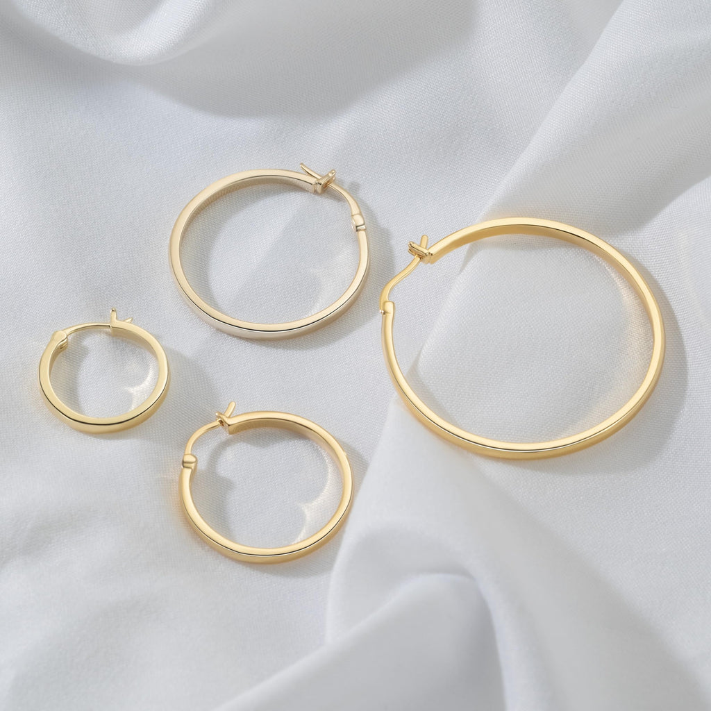 Aidomiya 14K Gold Hoop Earrings for Women 14K Gold Earrings for Women Gold Hoop Earring for Womens Hoops Understated Elegance with Smooth Lines Hoops Earring for Womens 20/25/30/40mm (30mm)