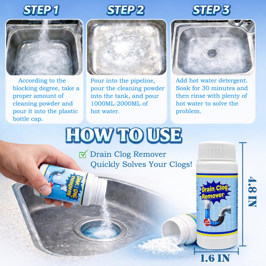 Wild Tornado Pipe Dredge, Powerful Sink and Drain Cleaner Powder, Fast Foaming Drain Cleaner for Kitchen and Pipes Cleaning Tool Clog Remover