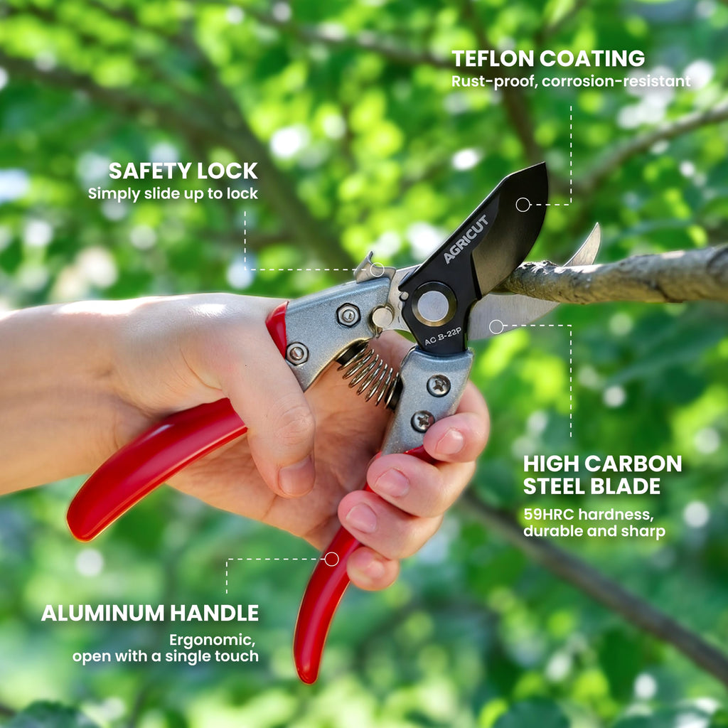 AGRICUT Hand Pruners with Sheath, Gardening Shears Scissors with Sheath