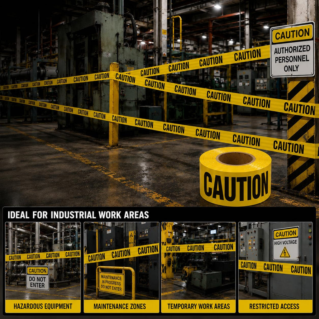 ATERET Premium Yellow Caution Tape I 3 inch x 1000 feet I Harzard Tape w/Bright Yellow & Bold Black Text I 3" Wide for Maximum Readability I Ideal Use for Danger/Hazardous Areas (1-Pack)