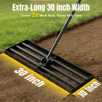 Strifuture Lawn Leveling Rake 30x10 Inch - Adjustable 47-77 Inch Handle, 180° Rotating Head, Heavy-Duty Rust-Resistant Steel for Lawns, Golf Courses, Driveways