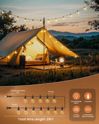 Brightown Outdoor String Lights 29 Feet G40 LED Patio Lights, Plug-in, 13 Plastic Edison Bulbs(1 Spare), Waterproof Connectable Hanging Light for Backyard Porch Balcony Party Decor, E12 Base, Black