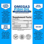 Triple Strength Omega 3 Fish Oil 3000mg - High Potency Omega 3 Supplement for Women and Men, Burpless Lemon Flavor Fish Oil - 2250mg Essential Fatty Acids with DHA & EPA, Wild Caught, 90 Softgels