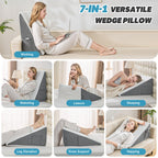 Yojoker Wedge Pillow for Sleeping - 12 Inch Bed Wedge for Headboard Triangle Pillow, Memory Foam Wedges for Acid Reflux, GERD, Snoring, Post Surgery Back Pain Relief, Leg Elevation, Washable Cover