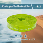 Green Expert 1-1/2" ID PVC Lay-Flat Discharge Hose, Sump Pump Accessory, 100FT Heavy-Duty Pool Backwash & Water Transfer Hose, Steel Clamp Kit Included
