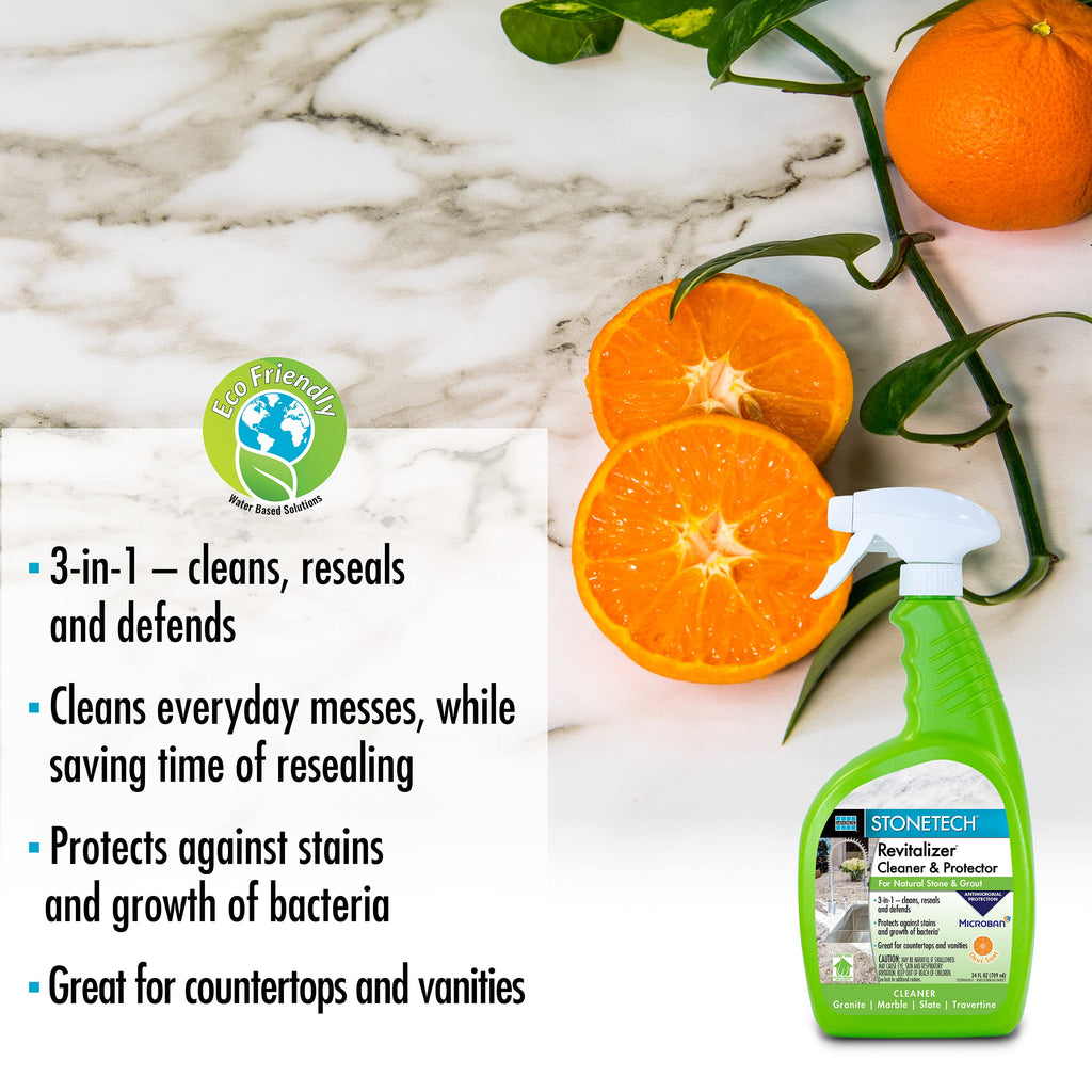 StoneTech Revitalizer Cleaner and Protector for Natural Stone Countertops and Surfaces, 24-Ounce Spray, Citrus Scent